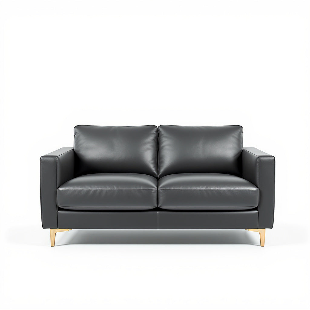 Image 1 Front Hero of compact leather sectional couch, modern,luxury,minimalist,contemporary,sleek