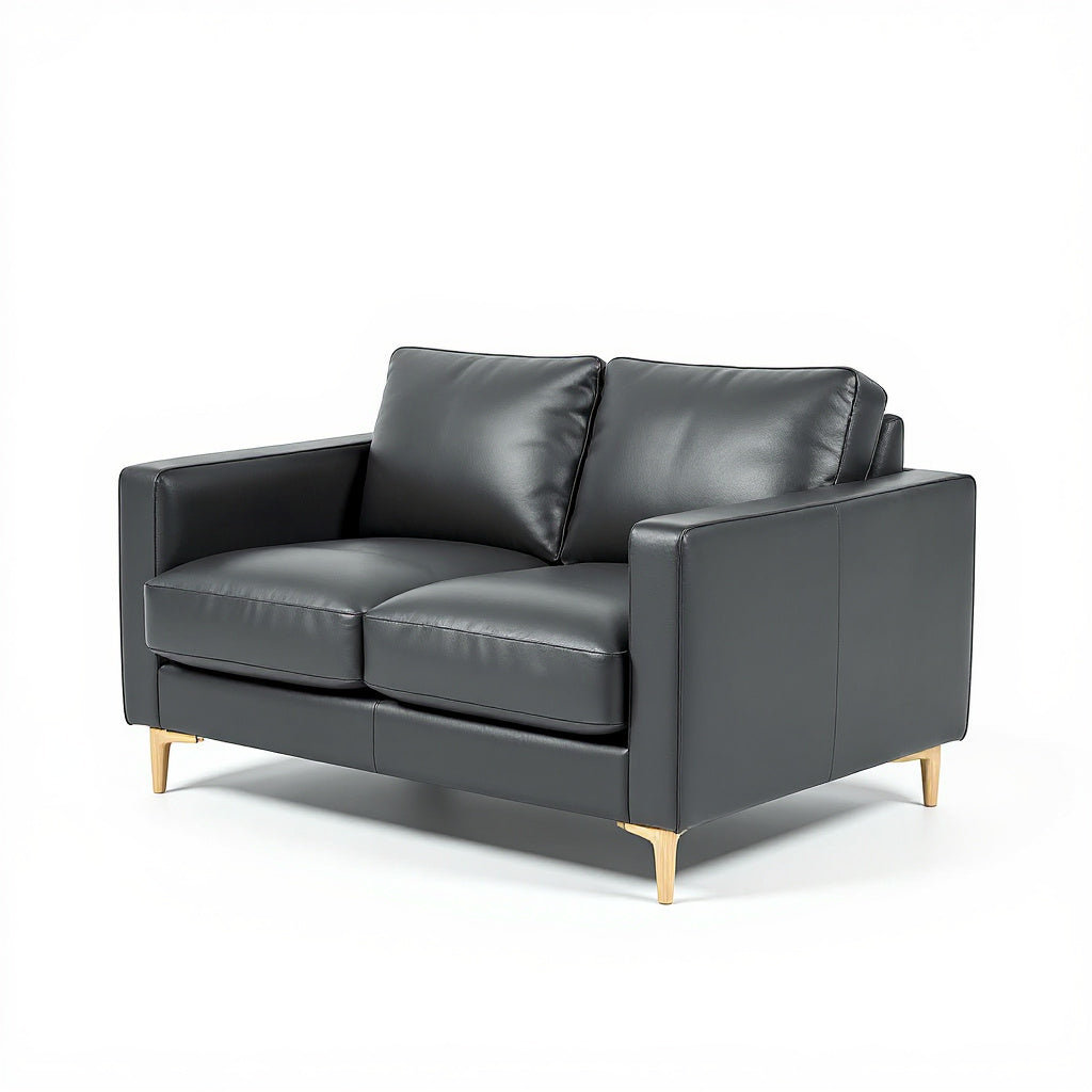 Compact Leather Sectional Couch – Modern Design, Brown, Fits Small Spaces - Thumb 2