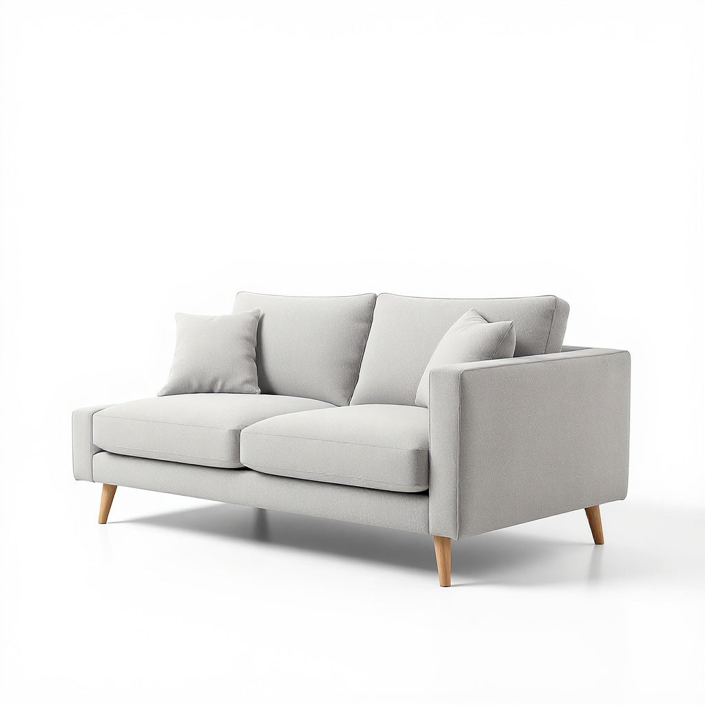 Compact Sectional for Apartments – Linen Fabric Sofa with Storage Ottoman, Gray - Thumb 3