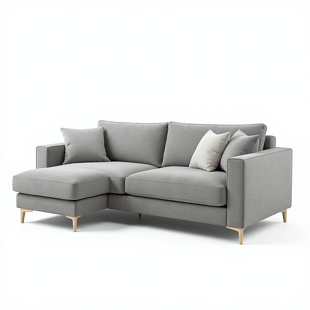 Large Corner Sectional Sofa with Ottoman, Soft Fabric Upholstery, Charcoal Gray - Thumb 2