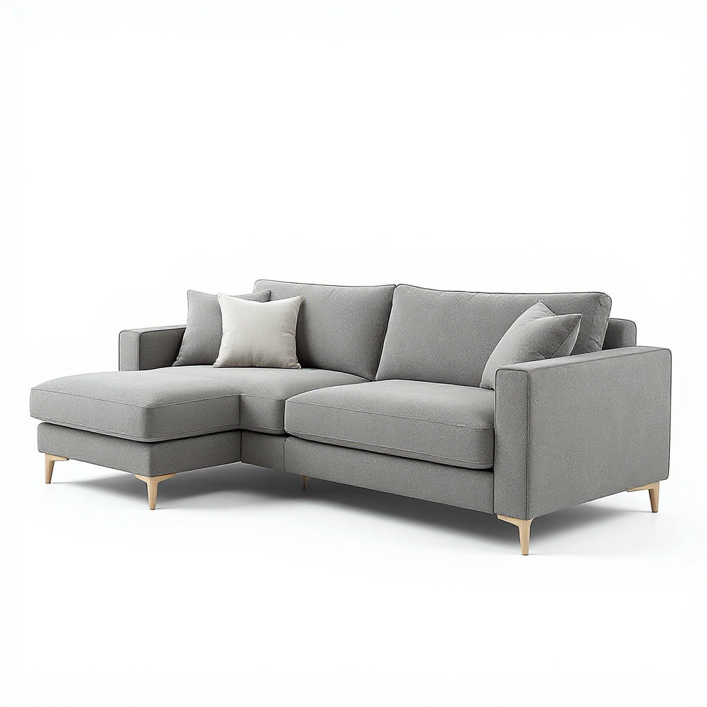 Large Corner Sectional Sofa with Ottoman, Soft Fabric Upholstery, Charcoal Gray - Thumb 3