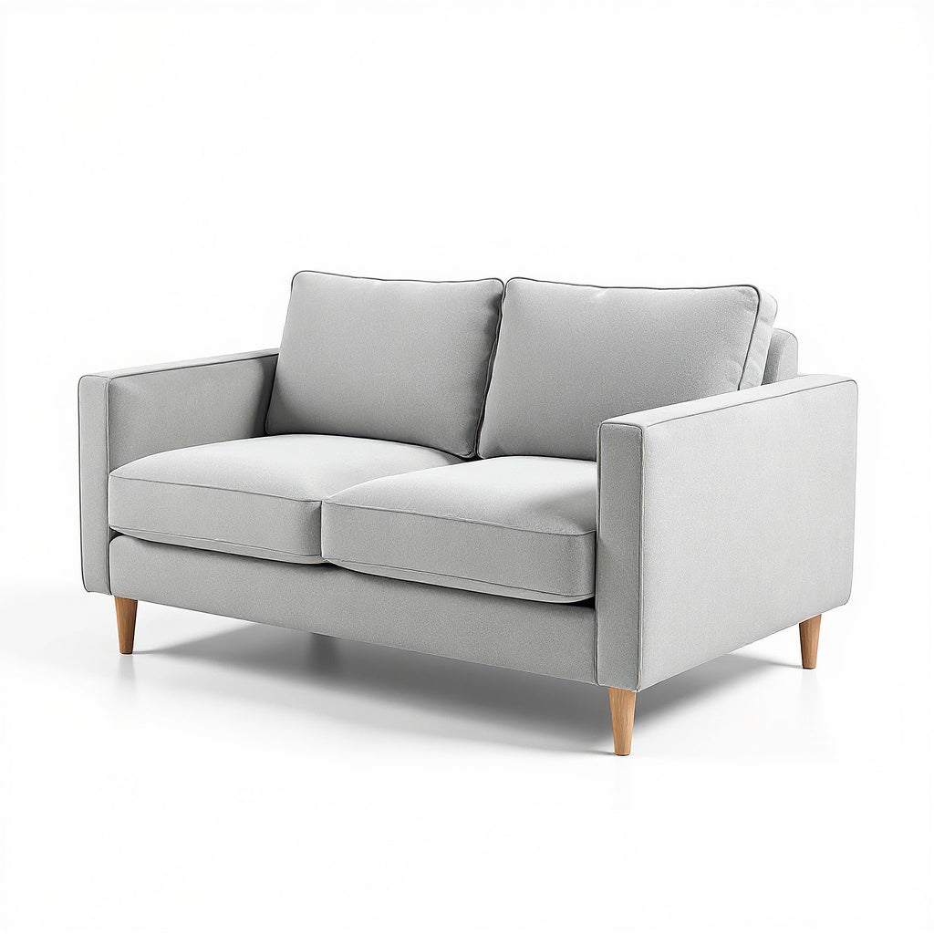 Small Sectional Sofa for Apartments – Linen Fabric, Compact Design, Gray - Thumb 2