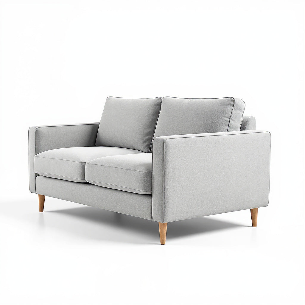 Small Sectional Sofa for Apartments – Linen Fabric, Compact Design, Gray - Thumb 3